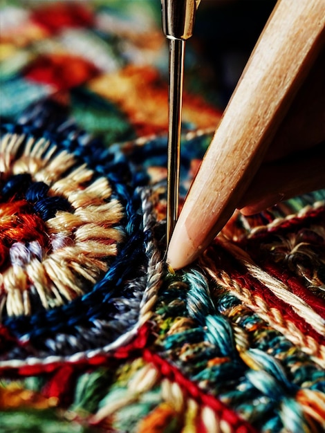 detaliu cusătură manuală